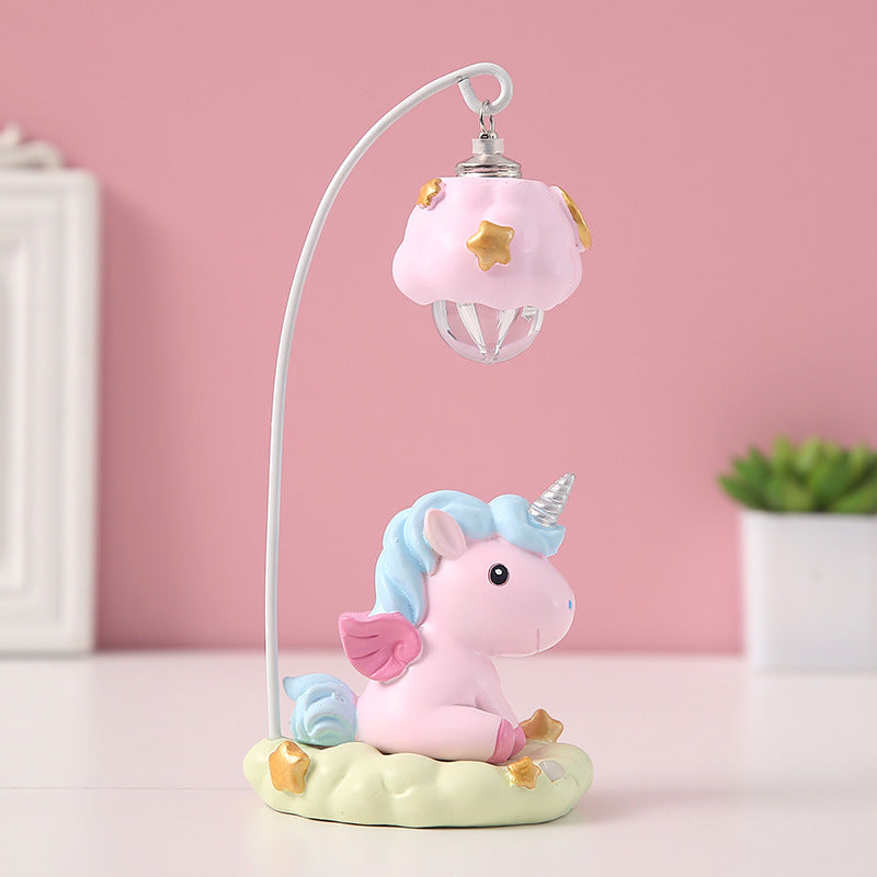 Ins Unicorn Night Light Ornament Resin Crafts Cute Girl Heart Gift Student Gift