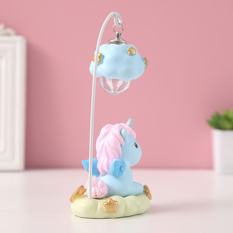 Ins Unicorn Night Light Ornament Resin Crafts Cute Girl Heart Gift Student Gift