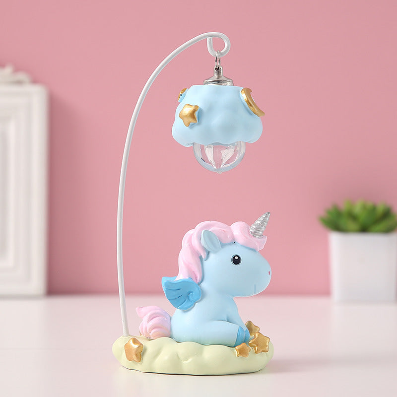 Ins Unicorn Night Light Ornament Resin Crafts Cute Girl Heart Gift Student Gift