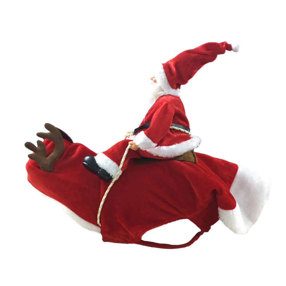 Pet Dog Christmas Costume Santa Claus Riding Costume Christmas Pet Clothes Riding Deer Costume Pet Christmas Products