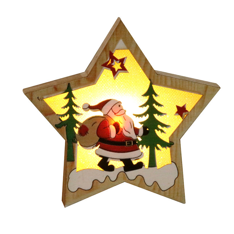 Christmas Ornaments Wooden Luminous Pendant Christmas Tree Decoration Pendant Christmas Small Gift Wooden Pendant