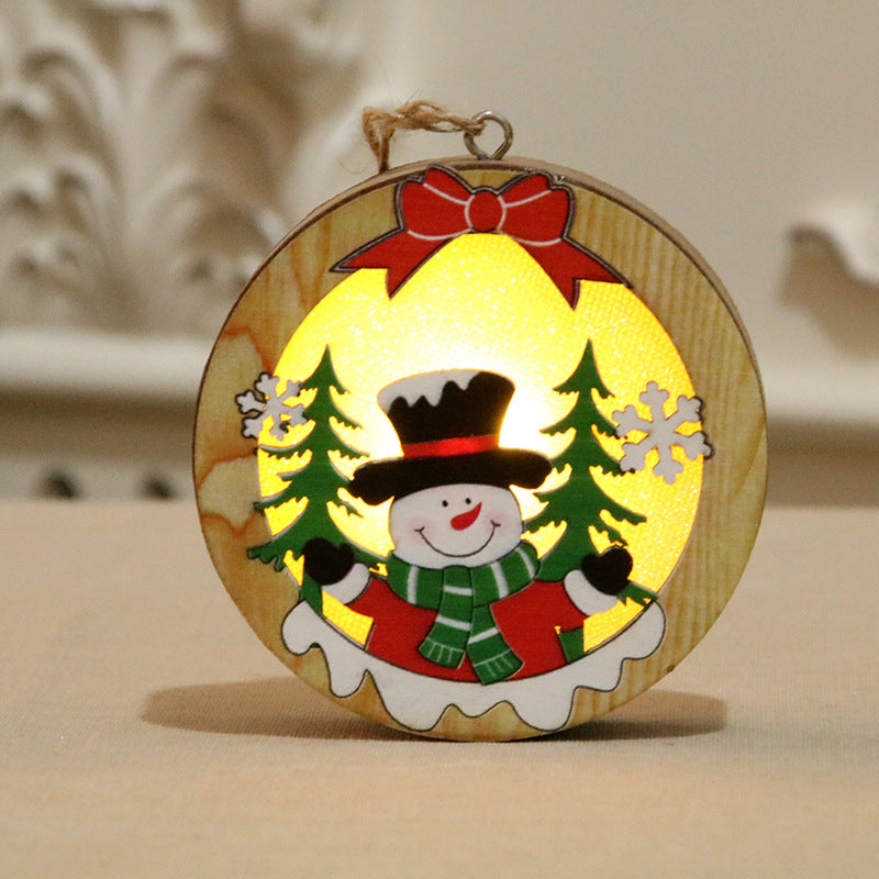 Christmas Ornaments Wooden Luminous Pendant Christmas Tree Decoration Pendant Christmas Small Gift Wooden Pendant