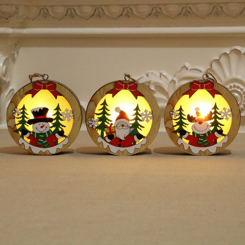 Christmas Ornaments Wooden Luminous Pendant Christmas Tree Decoration Pendant Christmas Small Gift Wooden Pendant