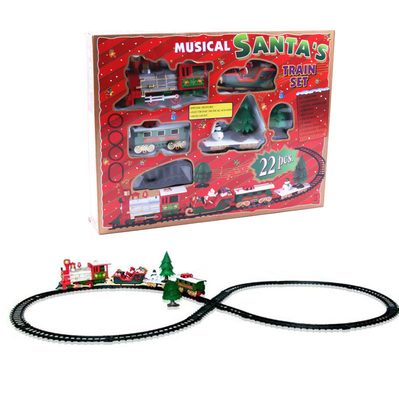 Toy Train Set with Lights and Sounds Christmas Train Set Railway Tracks Battery Operated Toys