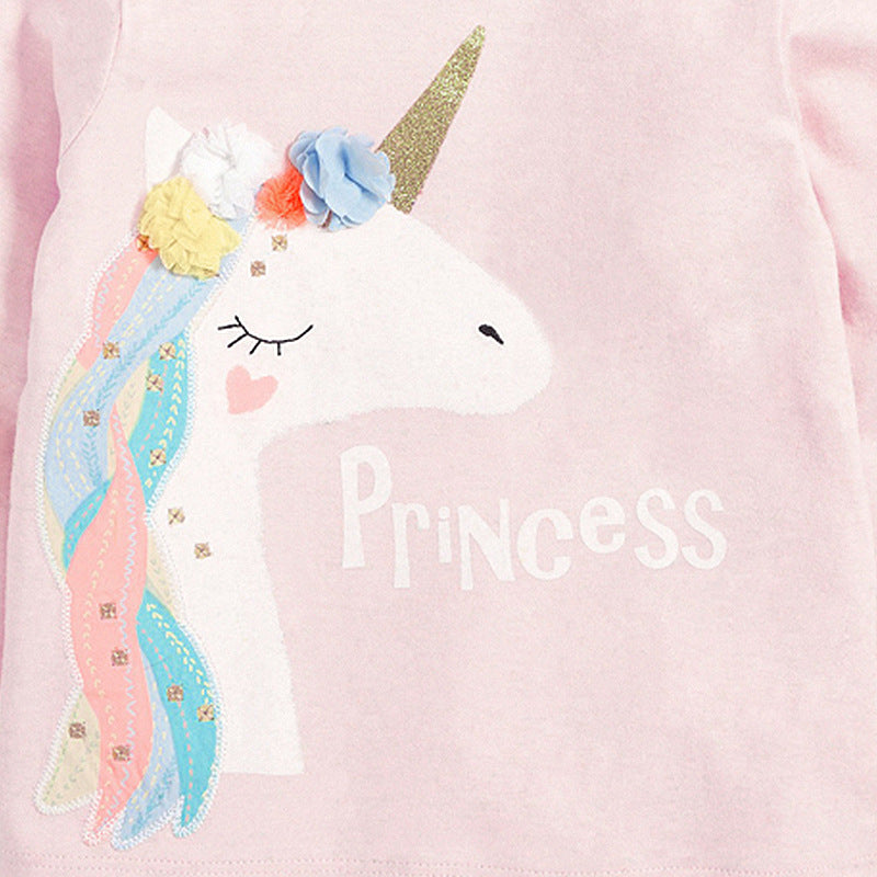 Children's T-shirt Autumn New European And American Children's Clothing Children's T-shirt Unicorn Girls Long Sleeve T-shirt