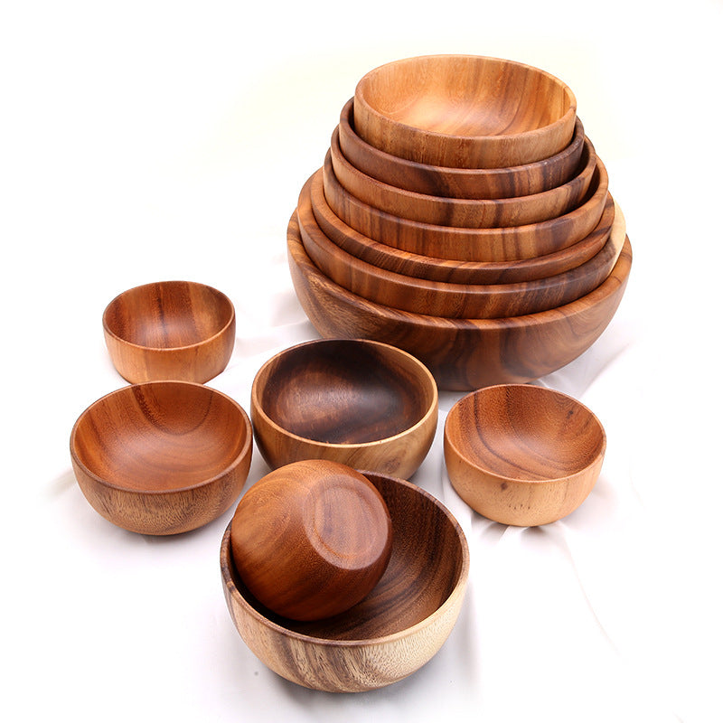 A Generation Of Acacia Wood Whole Wooden Bowl Large And Small Log Rice Bowl Tableware Hotel Kitchen Factory Wholesale
