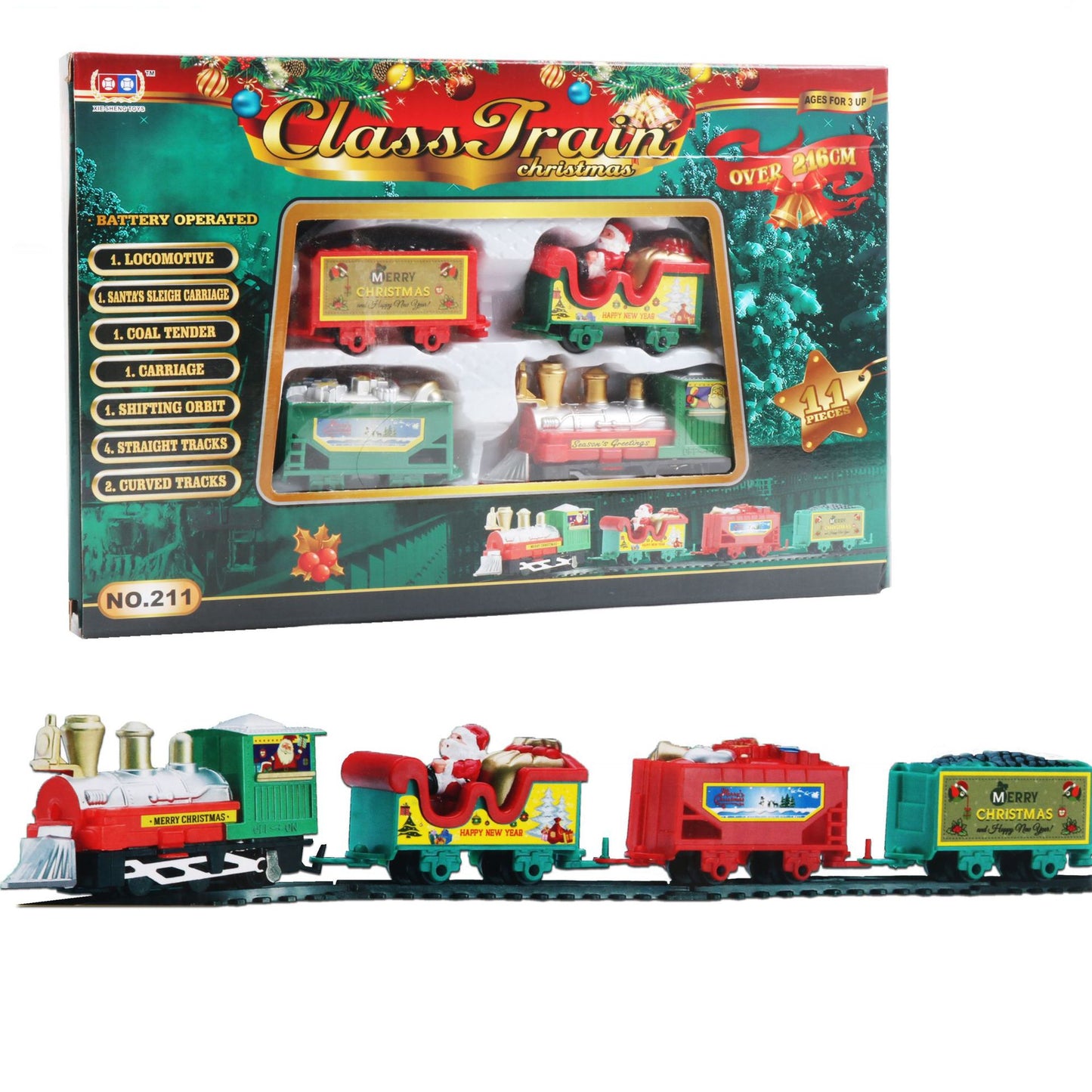 Toy Train Set with Lights and Sounds Christmas Train Set Railway Tracks Battery Operated Toys