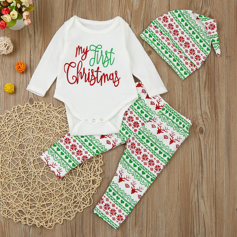 Children's Christmas three-piece baby baby suit
