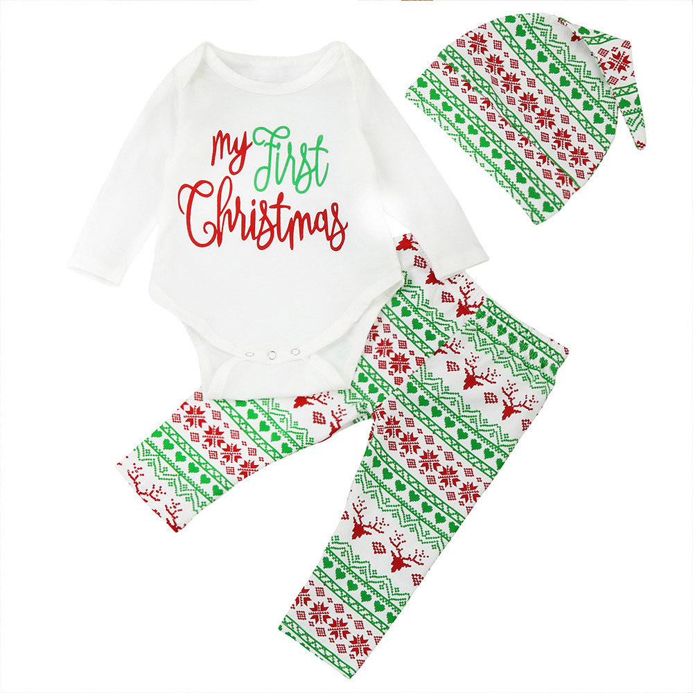 Children's Christmas three-piece baby baby suit