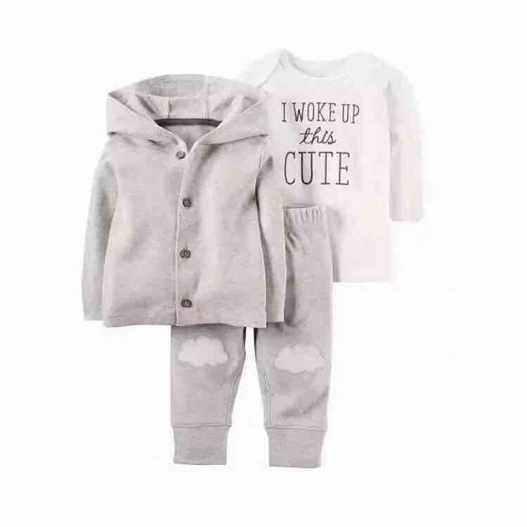 Baby Jumpsuit Boys And Girls Autumn Coat Short-sleeved Harem Three-piece Suit