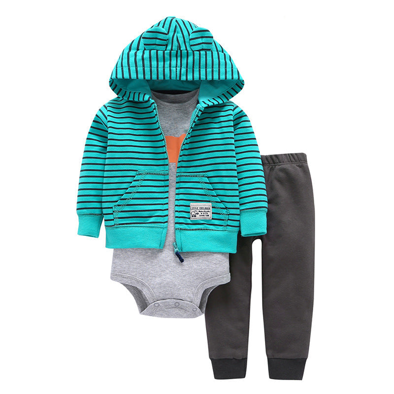 Baby Jumpsuit Boys And Girls Autumn Coat Short-sleeved Harem Three-piece Suit
