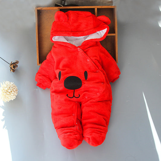 Baby Jumpsuit Autumn And Winter Climbing Clothes Newborn Clothes Men And Women Baby Winter Clothes Thickening Spring And Autumn Outer Wear Net Red
