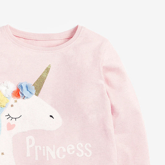 Children's T-shirt Autumn New European And American Children's Clothing Children's T-shirt Unicorn Girls Long Sleeve T-shirt