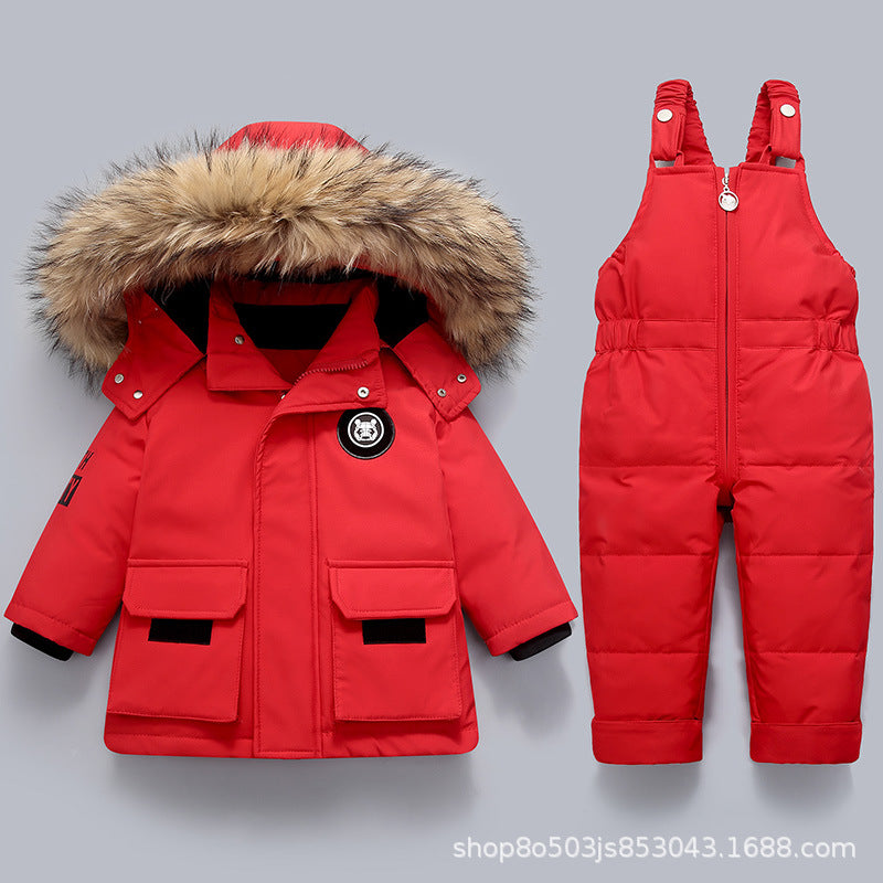 Baby Down Jacket Boys 2022 New Suit Children's Infants 1-5 Years Old Children's Western Style Two-piece Winter Suit Thick