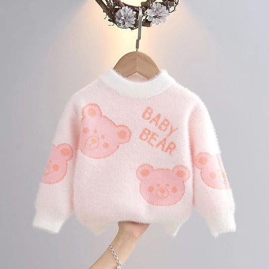 Girls Sweater Pullover 2023 Autumn And Winter New Children's Thick Knitted Bottoming Shirt Girl Foreign Style Top