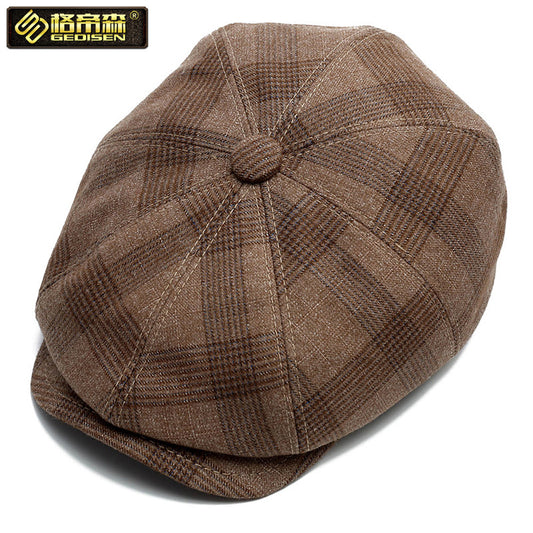 Beret Korean Version Of The Forward Hat Men's Octagonal Hat Outdoor Newsboy Hat Autumn And Winter Painter's Hat
