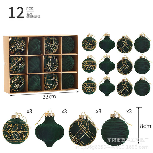 Christmas Holiday Flocking Ball Christmas Ball Cross-border New Christmas Tree Decoration Hanging Ball Pendant Velvet Christmas Ball In Stock