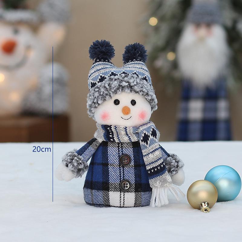 Hot New Christmas Product Blue Fabric Doll Cute Ski Swing Snowman Decorative Window Ornaments