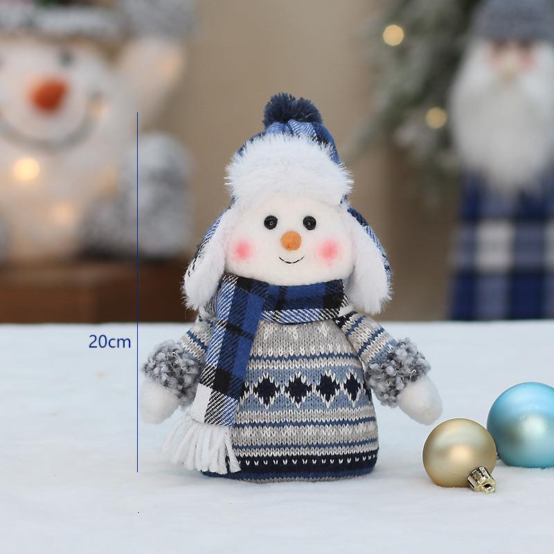 Hot New Christmas Product Blue Fabric Doll Cute Ski Swing Snowman Decorative Window Ornaments