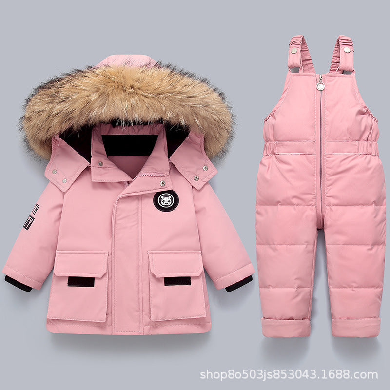 Baby Down Jacket Boys 2022 New Suit Children's Infants 1-5 Years Old Children's Western Style Two-piece Winter Suit Thick