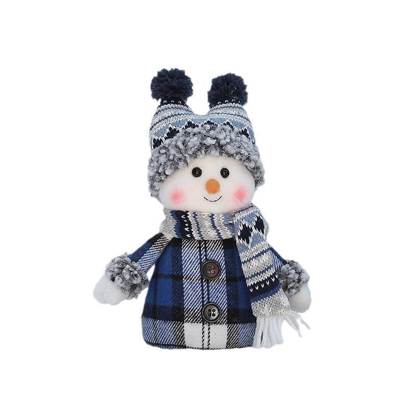 Hot New Christmas Product Blue Fabric Doll Cute Ski Swing Snowman Decorative Window Ornaments