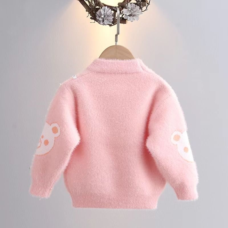 Girls Sweater Pullover 2023 Autumn And Winter New Children's Thick Knitted Bottoming Shirt Girl Foreign Style Top