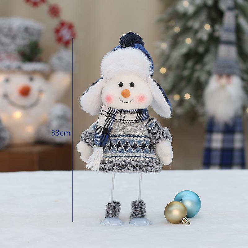 Hot New Christmas Product Blue Fabric Doll Cute Ski Swing Snowman Decorative Window Ornaments