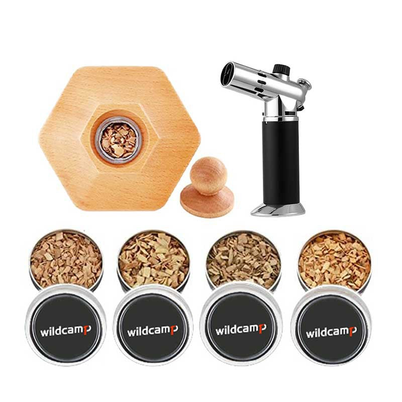 Amazon Hot Sale Different Flavors Sawdust Ice Stone Whiskey Cocktail DIY Wooden Smoker Set Wholesale