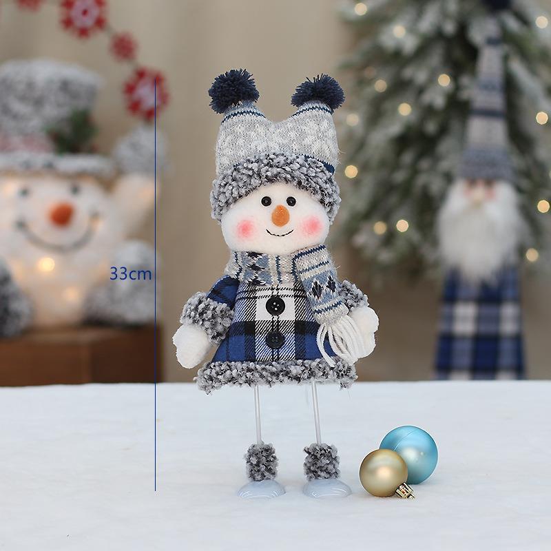 Hot New Christmas Product Blue Fabric Doll Cute Ski Swing Snowman Decorative Window Ornaments