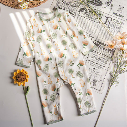 New Baby Summer Thin Clothes Newborn Cotton Baby Jumpsuit Summer Long-sleeved Romper Pajamas