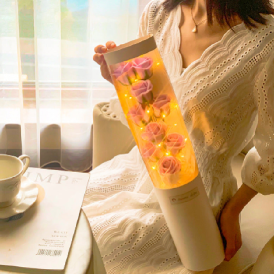 Artificial Flower Rose for Gifts in Glass Jar Light