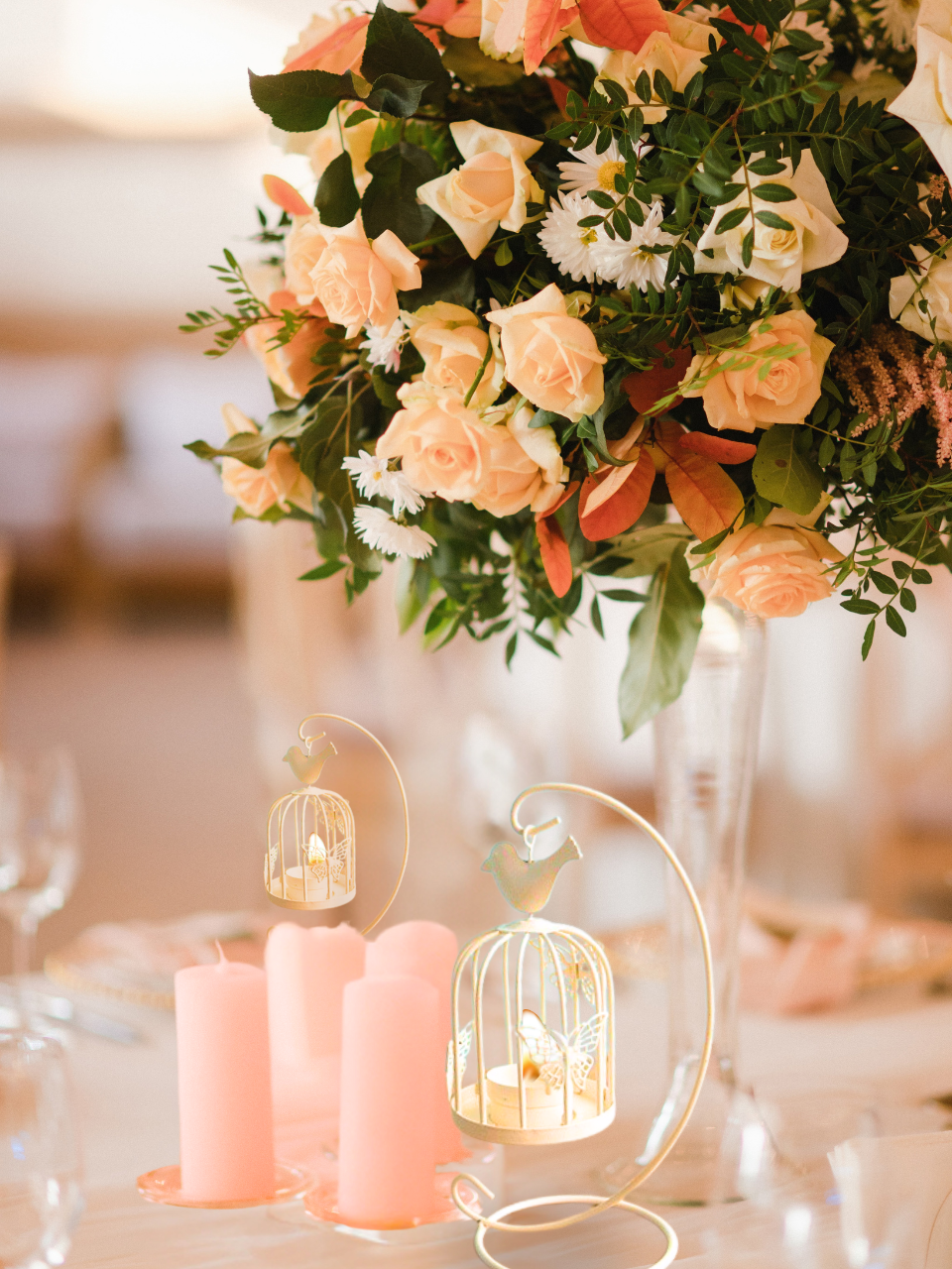 White Birdcage Candlestick - Wedding Ceremony Supplies