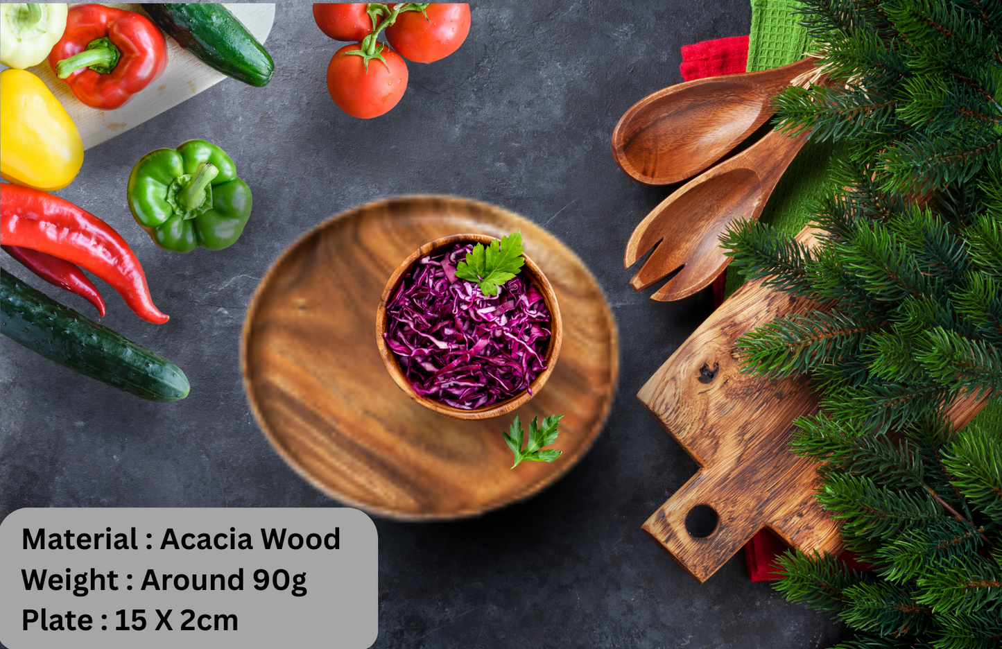 Solid Jujube Wood Plate - Home & Garden
