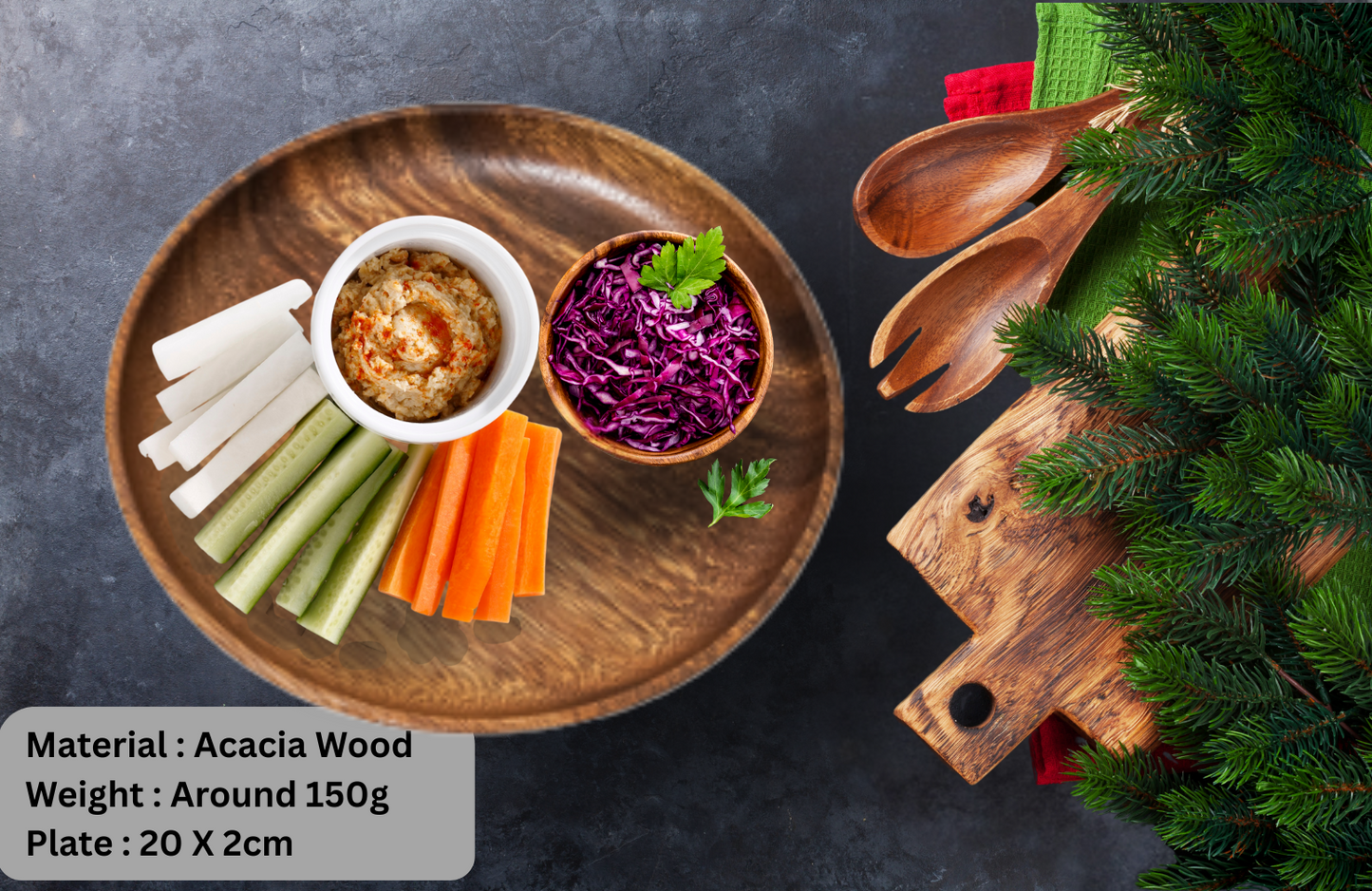 Solid Jujube Wood Plate - Home & Garden
