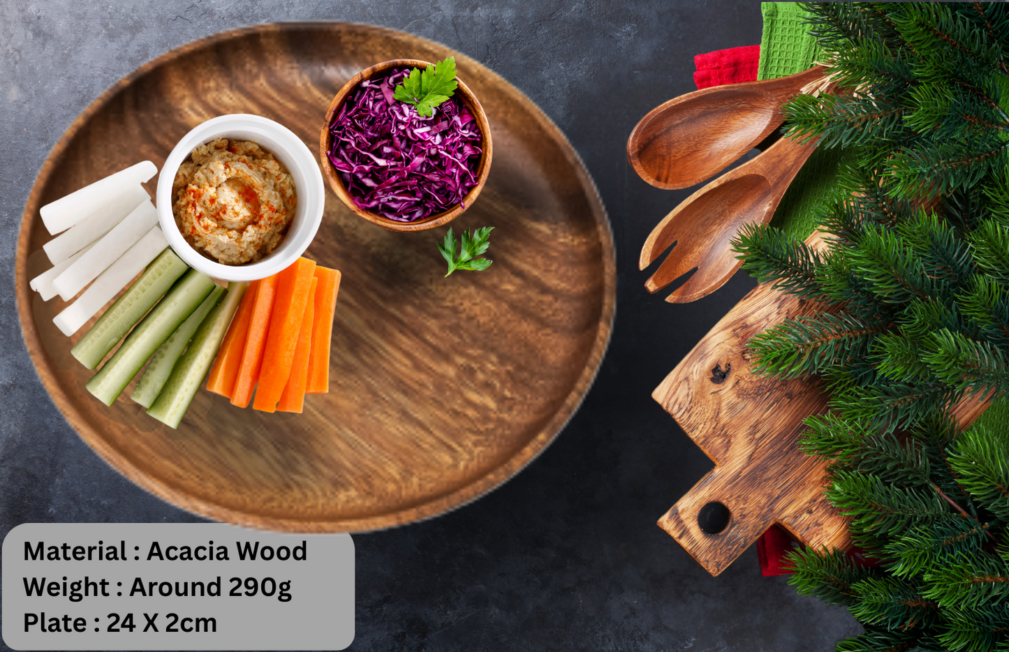 Solid Jujube Wood Plate - Home & Garden