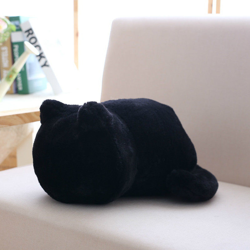 Pure Color Back Cat Plush Doll Fashion Cute Stuffed Animal Simple Plush Toy Room Decorations Girlfriends Birthday Holiday Gifts