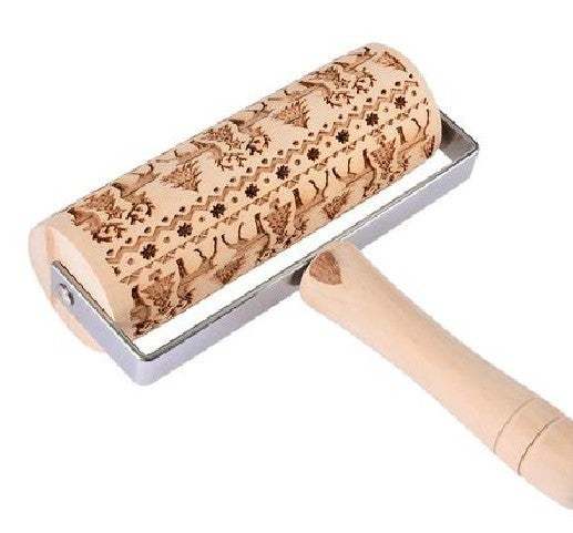 Simple kitchenware Christmas printing rolling pin cookie dry Hemu rolling pin