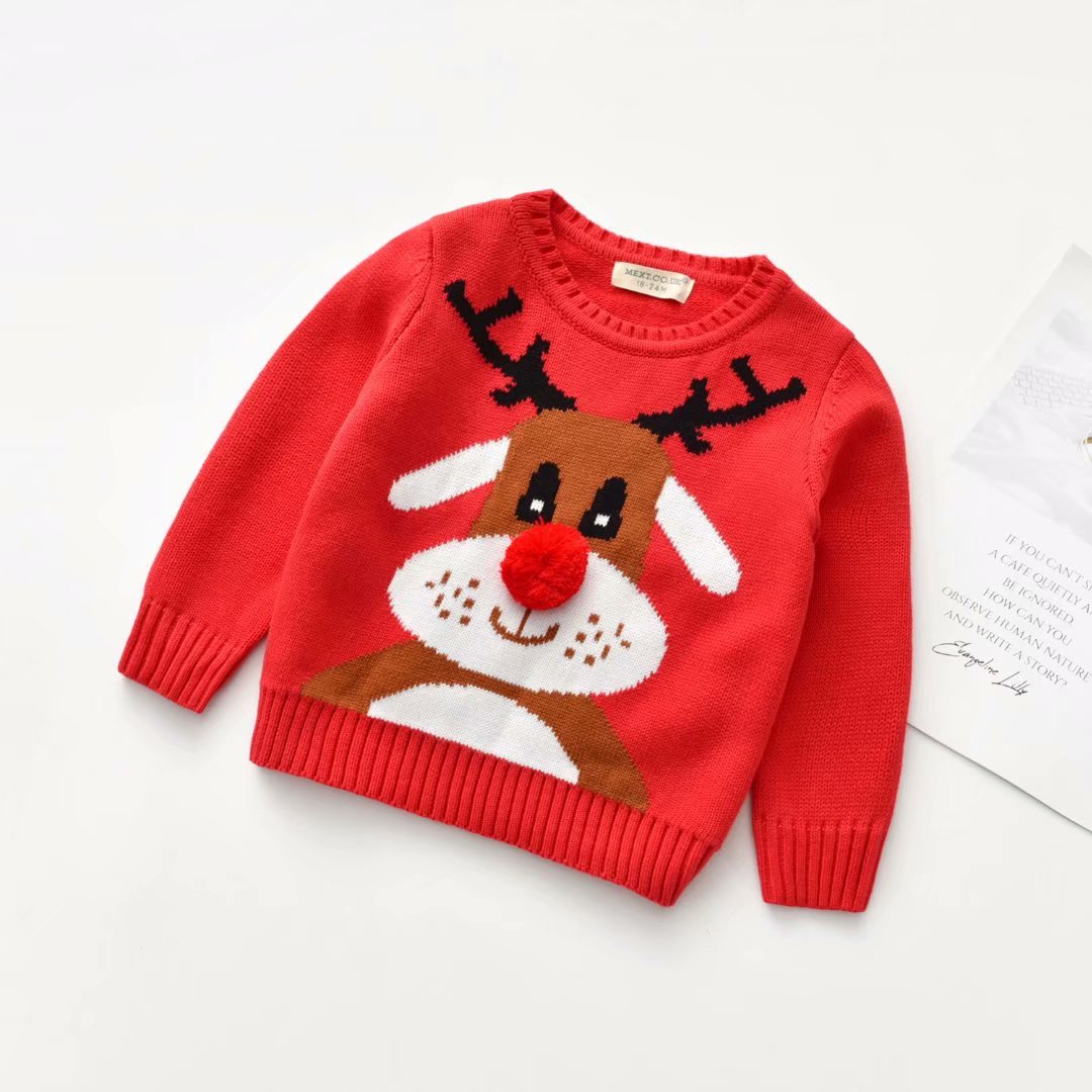 New 2023 Sweater Children&#039;s Clothing Wholesale New Year Christmas Costume Knitted Shirt Top Spring Children&#039;s Christmas Sweater