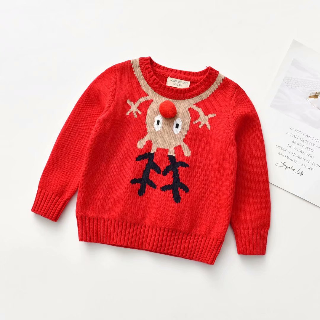 New 2023 Sweater Children&#039;s Clothing Wholesale New Year Christmas Costume Knitted Shirt Top Spring Children&#039;s Christmas Sweater