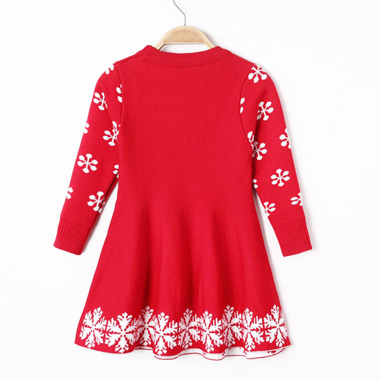 Christmas children sweater fawn jacquard dress