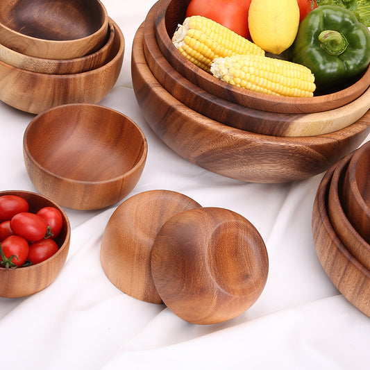 A Generation Of Acacia Wood Whole Wooden Bowl Large And Small Log Rice Bowl Tableware Hotel Kitchen Factory Wholesale