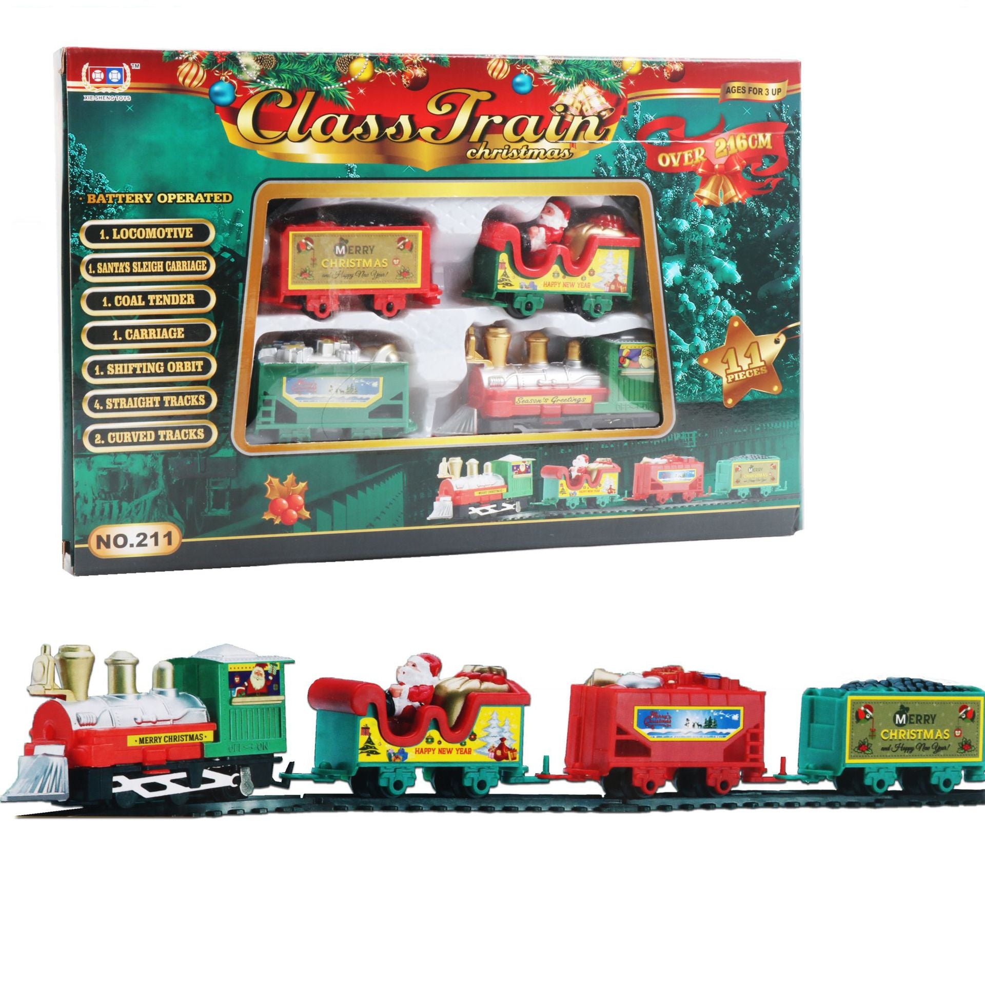 Toy Train Set with Lights and Sounds Christmas Train Set Railway Tracks Battery Operated Toys