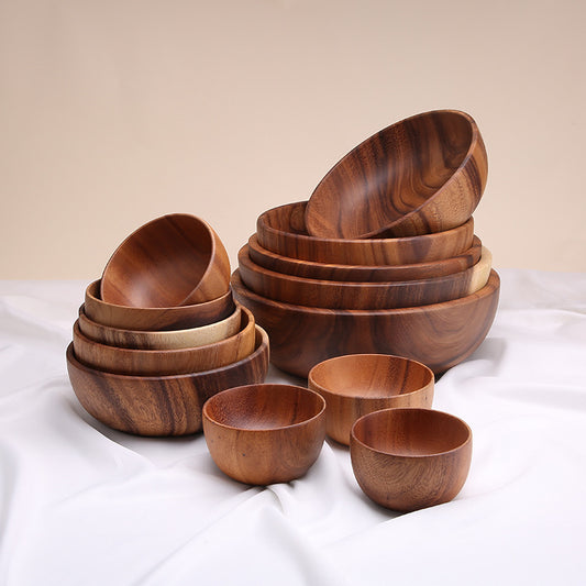 A Generation Of Acacia Wood Whole Wooden Bowl Large And Small Log Rice Bowl Tableware Hotel Kitchen Factory Wholesale