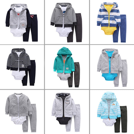 Baby Jumpsuit  Boys And Girls Autumn Coat Short-sleeved Harem Three-piece Suit