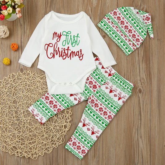 Children&#039;s Christmas three-piece baby baby suit