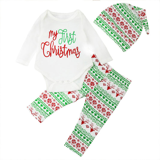 Children&#039;s Christmas three-piece baby baby suit
