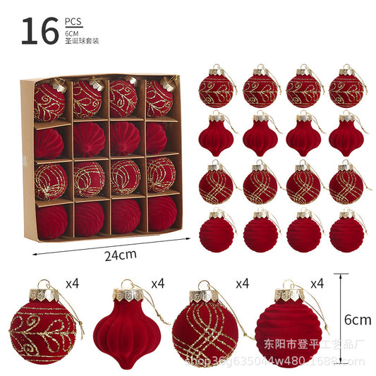 Christmas Holiday Flocking Ball Christmas Ball Cross-border New Christmas Tree Decoration Hanging Ball Pendant Velvet Christmas Ball In Stock