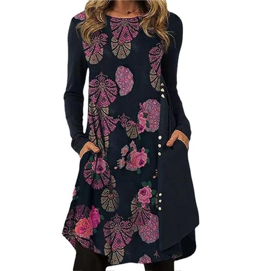 Women&#039;s Urban Casual National Retro Style Autumn And Winter Long-sleeved Women&#039;s Dress