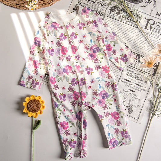 New Baby Summer Thin Clothes Newborn Cotton Baby Jumpsuit Summer Long-sleeved Romper Pajamas