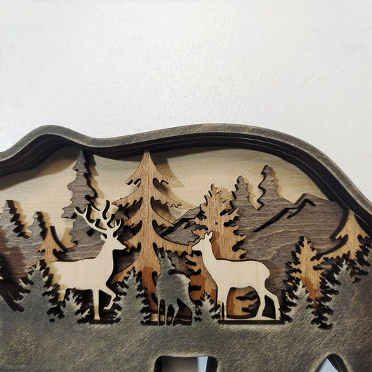 Wooden Animal Statue Ornaments Creative Wolf Totem Crafts Christmas Gifts Home Decorations